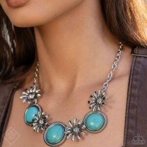 Turquoise and Silver Floral Necklace